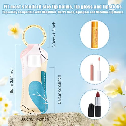WK IEASON Lip Balm Holder for Chapstick Lipstick Sleeve Keychain,Small Christmas Gifts Stocking Stuffers for Teen Girls Women - color: 3 Pcs Floral Set a