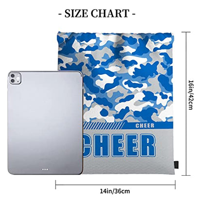 Drawstring Backpack Waterproof Gym Drawstring Bags Sports String Bag Camo Sackpack-Blue Cheer Drawstring Bag - color: Cheer Drawstring Bags-camo Blue