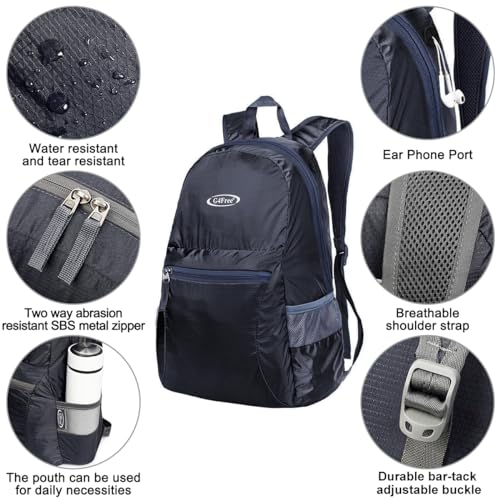 G4Free 20L Small Packable Travel Hiking Backpack for Men Women - color: Dark Blue, size: 20L
