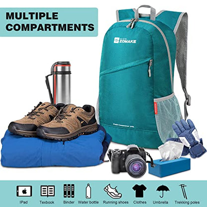 ZOMAKE Lightweight Packable Backpack 20L,Foldable Backpacks Small Daypack for Hiking Water Resistant Day Bag for Travel(Lake Green) - color: Lake Green