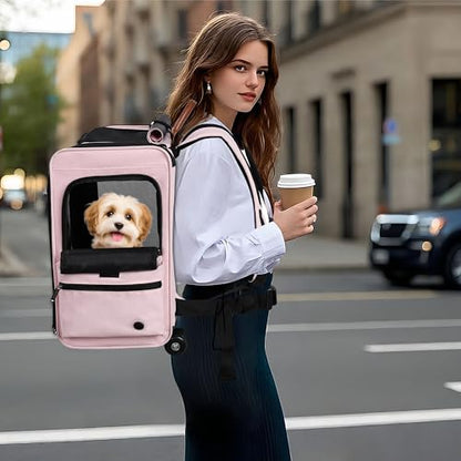 EliteField Deluxe Backpack Pet Carrier (3 Year Warranty, Airline Approved), Travel Soft-Sided Carrier Bag for Dogs, Cats & Small Pets - color: Pink, size: 18.0"L x 13.5"W x 9.0"H