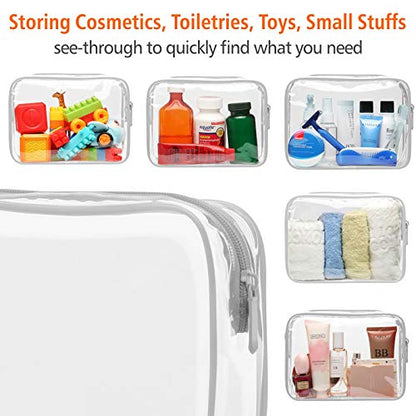 PACKISM Clear Makeup Bag, Waterproof TSA Approved Toiletry Bag Quart Size Bag, Clear Makeup Bags with Zipper Travel Cosmetic Bag, Carry on Airport Airline Compliant Bag, 3 Pack, Grey - color: Grey, size: Medium Set (Standard)