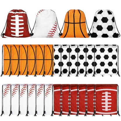 Tanlade 24 Pcs Drawstring Bags Cinch Sack Candy Drawstring Bag Goodie Favor Bags Supplies Gifts for Sports Party Men Women(Mixed ball,7 x 10 Inch) - size: 7 x 10 Inch, style: Mixed Ball