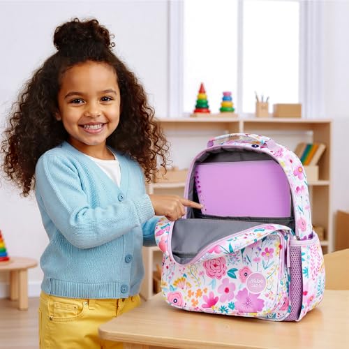 mibasies Toddler Backpacks for Girls 2-4: Little Kid Bookbag for Preschool Prek Daycare Flower Light Purple - color: Flower Light Purple, style: Toddler-12"h(not Fit Folder)
