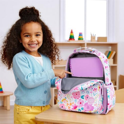 mibasies Toddler Backpacks for Girls 2-4: Little Kid Bookbag for Preschool Prek Daycare Flower Light Purple - color: Flower Light Purple, style: Toddler-12"h(not Fit Folder)