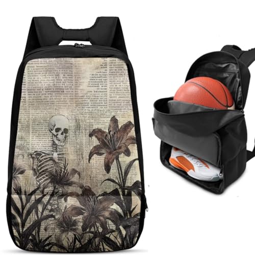 Basketball Backpack With Separate Ball Compartment And Shoes Fit Basketball Volleyball Football - color: Skeleton