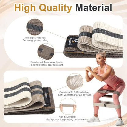 Cuffbow 6 Pcs Fabric Resistance Bands for Working Out Non Slip Exercise Bands for Men and Women Booty Workout Stretch Exercise Band for Legs Exercises Resistance Band for Fitness, Yoga