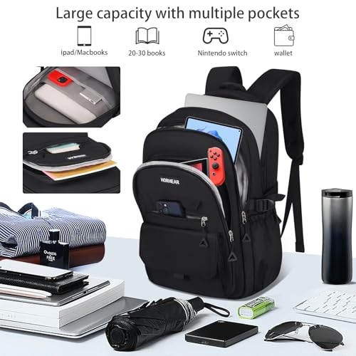 School backpack for Girls, Aesthetic Backpack for Women Cute Bookbag Preppy College (Black) - color: Black
