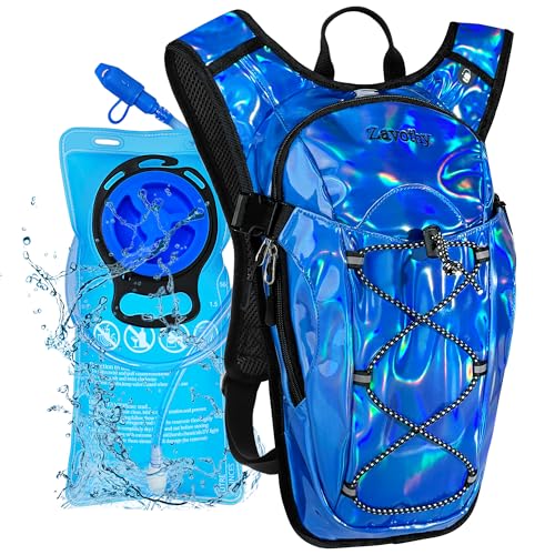 Reflective Hydration Backpack, Hydration Pack - Water Backpack with 2L Hydration Bladder, Essential for Festivals - Rave Hydration Pack for Hiking, Running, Cycling, and Festivals - color: Dark Blue