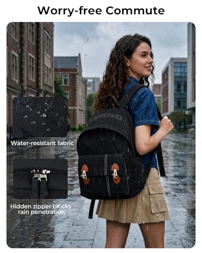 Lightweight Travel Backpack for Women, School Backpack for Teen Girls & Boys, Water-repellent Taslon Fabric, Stylish Casual Daypack for College Everyday Use, Fits 14" Laptop (Black) - color: Black