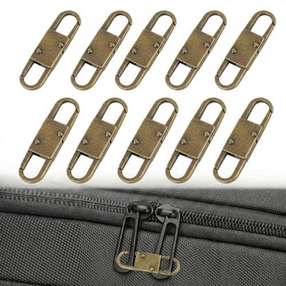 MILAKE 10 Pcs Premium Anti-Theft Zipper Lock, Small Clips for Bags, Backpacks, Purses, Luggage, Zipper Pull Replacement, Durable Multi-Color Set for Travelers, Hikers, and Daily Commuters (Bronze) - color: bronze