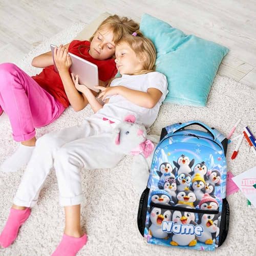 Kids Backpack for Toddlers Boys Girls Custom Penguin Schoolbag for School Travel Picnic, Lightweight Cute Animal Bookbag Kindergarten Preschool Elementary - color: White