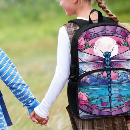 Talayituse Dragonfly Flower Print School Bags Backpack for Kids Girl Large Capacity Stylish Daypack Aesthetic Back to School Gifts Lightweight Bookbags with Bottle Holder Pocket - color: Dragonfly Flower