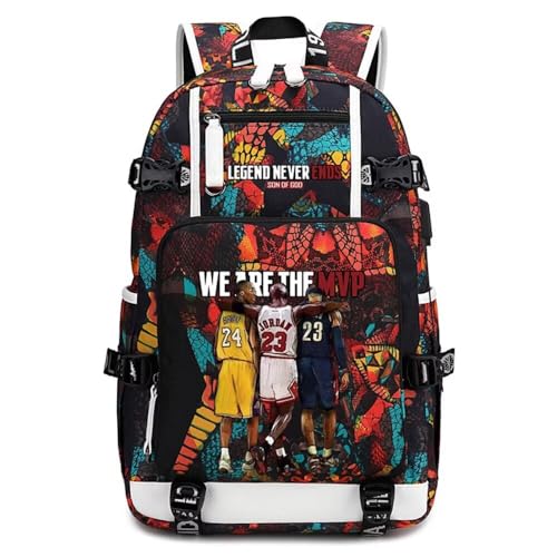 Basketball Legend Never Ends Multifunction Backpack Travel Laptop Daypack Fans Bag For Men Women (Style 1) - color: Blue Pattern - 3