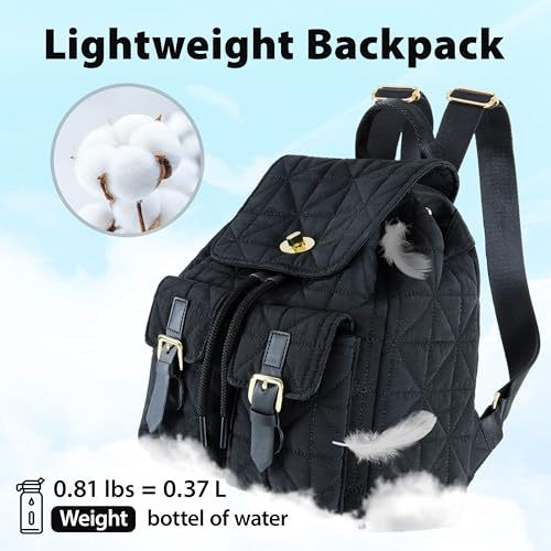 REVOTRA Small Backpack for Women, Mini Puffer Purse with Anti-theft Pocket, Small Waterproof Purse with Magnetic Closure & Multi-Pocket, Lightweight Quilted Daypack for Work, Travel, School - color: Black Magnetic Backpack