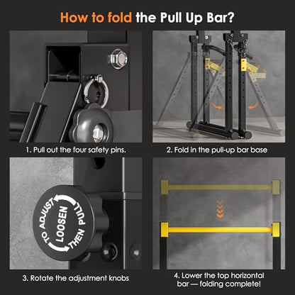 SogesPower Power Tower Pull Up Bar Station, Foldable Pull Up Dip Station Free Standing for Home Gym,Adjustable Pull Up Bar Stand Dip Bar Strength Training Workout Equipment,Triangular Design - color: Yellow