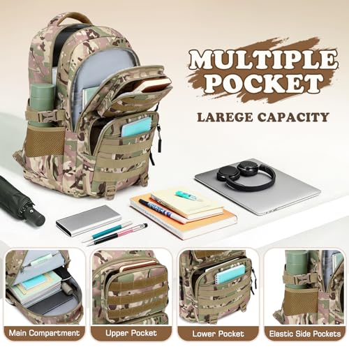 Camo Backpack for Boys, Tactical Boys Backpack with Lunch Box Pencil Case, Kids Backpacks with USB Charging Port, Military Army School Bookbag for Teen Boy Elementary Middle High School Camp - color: Khaki-green