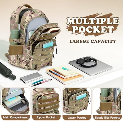 Camo Backpack for Boys, Tactical Boys Backpack with Lunch Box Pencil Case, Kids Backpacks with USB Charging Port, Military Army School Bookbag for Teen Boy Elementary Middle High School Camp - color: Khaki-green