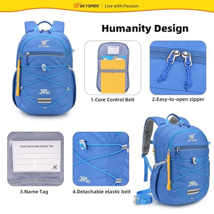 SKYSPER Kids Backpack 18L Children School Bag Child Boy Girl Pack Ages 4-8 for Traveling Day Trips Classes(Blue) - color: Blue, size: Medium