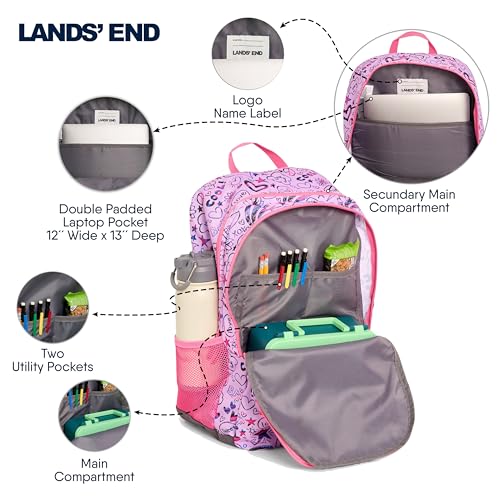 Lands' End Unisex Kids Large ClassMate Lightweight Durable Elementary School Backpack, Fuchsia Pink - color: Fuchsia Pink