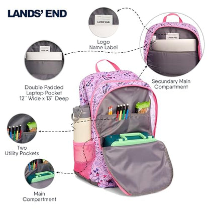 Lands' End Unisex Kids Large ClassMate Lightweight Durable Elementary School Backpack, Fuchsia Pink - color: Fuchsia Pink