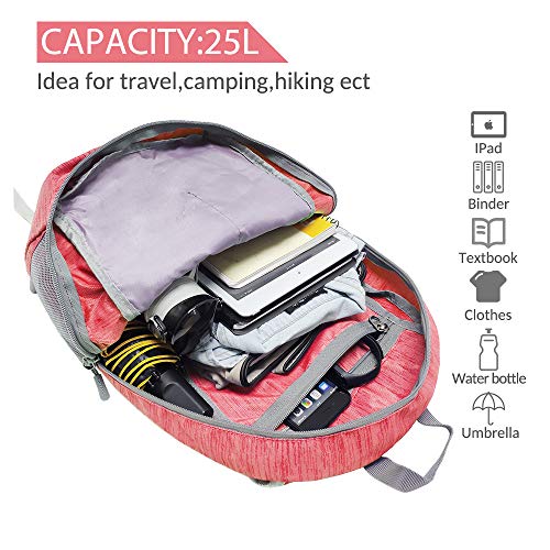 ZOMAKE 25L Ultra Lightweight Packable Backpack, Foldable Hiking Backpacks Water Resistant Small Folding Daypack for Travel(Red) - color: Red