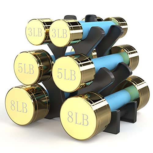 TECHNOAGE Round Dumbbell Sets with Steel Handle, Odorless Neoprene rubber Handle Cover - color: Blue