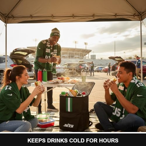Cooler Backpack – Portable Soft Sided Ice Chest – Insulated Bag Holds 36 Cans - Football Gear – Show Your Team Spirit with Officially Licensed Fan Gear - style: NY Jets