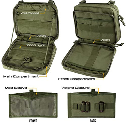 WYNEX Tactical Large Admin Pouch of Double Layer Design, Molle EDC EMT Utility Pouch with Map Sleeve Modular Tool Pouch Large Capacity Flag Patch Included - color: Army Green
