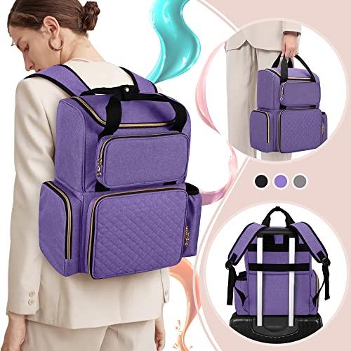 LUXJA Nail Polish Organizer (Backpack Version) Holds 70 Bottles and a Nail Lamp, Travel Nail Polish Storage with 2 Removable Cases and Tools Storage Pockets (Patent Pending), Purple - color: Purple