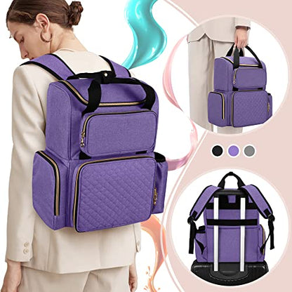 LUXJA Nail Polish Organizer (Backpack Version) Holds 70 Bottles and a Nail Lamp, Travel Nail Polish Storage with 2 Removable Cases and Tools Storage Pockets (Patent Pending), Purple - color: Purple