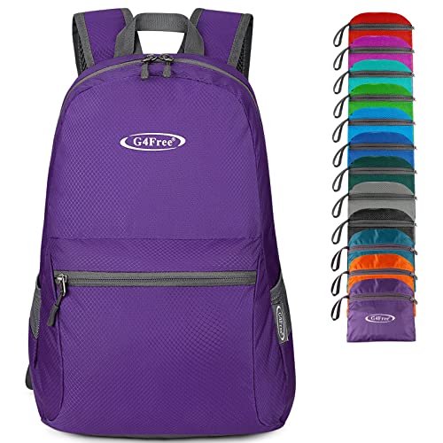 G4Free 20L Lightweight Packable Backpack Travel Hiking Daypack Foldable Backpack for Men Women - color: Purple