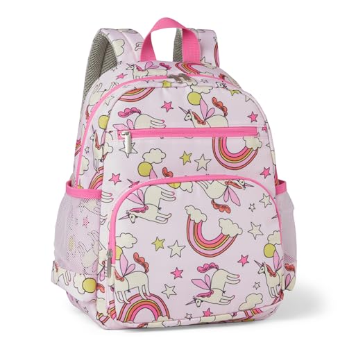 Amazon Essentials Kids School Backpack with Multiple Storage Pockets, Durable Tear-Resistant Daypack for Books and Supplies, Pink - color: Pink/Plum, size: 12 inches