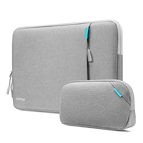 tomtoc 360 Protective Laptop Sleeve Set for 16-inch MacBook Pro M5 Pro/Max (2026) A3428 A3429, M4/M3/M2/M1 A3403 A3186 A2991 A2780, Water-Resistant Laptop Case with Accessory Pouch Fits Dell XPS 16 - color: Gray, size: 16-inch