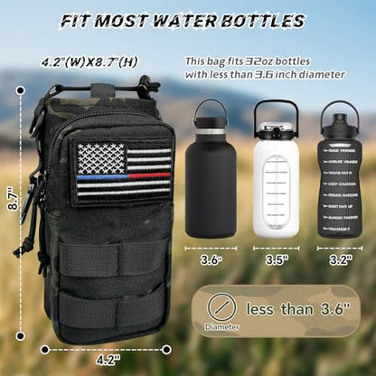 Water Bottle Holder with Strap - Tactical Insulated Water Bottle Sleeve with MOLLE System Water Bottle Cover Cross-Body Pouch for Walking Hiking Camping Gym 32oz&40oz - color: Black Camo