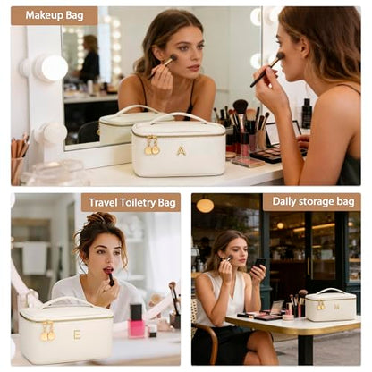 Gifts for Women Travel Makeup Bag Personalized Cosmetic Bag Portable Large Capacity Toiletry Bag(Beige-K) - color: Beige, style: K