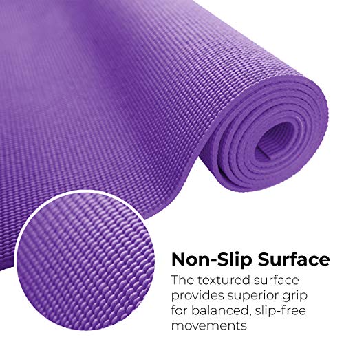 10-Pack Yoga Mat, 68" x 24" Non Slip Exercise Mat, 4mm Thick Gym Mat for Fitness and Stretching, Bulk Non Toxic Yoga Mats for Schools and Studios - color: Purple
