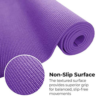 10-Pack Yoga Mat, 68" x 24" Non Slip Exercise Mat, 4mm Thick Gym Mat for Fitness and Stretching, Bulk Non Toxic Yoga Mats for Schools and Studios - color: Purple