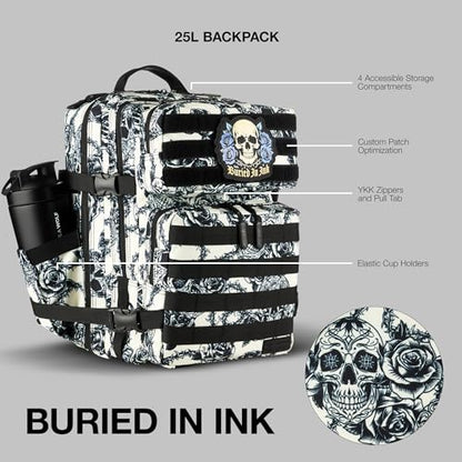 WOLFpak 25L Athletic Gym Backpack (Buried In Ink) Durable 1000D Waterproof Oxford Material w/MOLLE Webbing, Laptop Pocket & Dual Cup Holders, Durable Fitness/Travel/Military Daypack - color: Buried in Ink