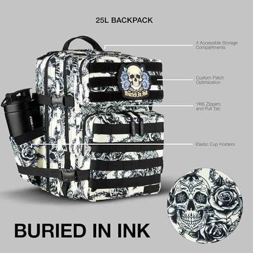 WOLFpak 25L Athletic Gym Backpack (Buried In Ink) Durable 1000D Waterproof Oxford Material w/MOLLE Webbing, Laptop Pocket & Dual Cup Holders, Durable Fitness/Travel/Military Daypack - color: Buried in Ink