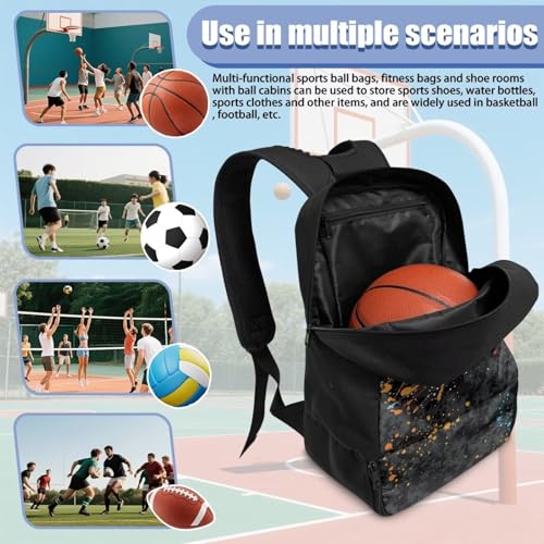 18.5in Basketball Backpack Basketball Bag with Shoe Compartment & Ball Holder, Waterproof Bag for Soccer Volleyball - color: Camouflage Basketball Print