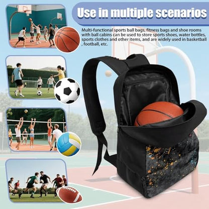 18.5in Basketball Backpack Basketball Bag with Shoe Compartment & Ball Holder, Waterproof Bag for Soccer Volleyball - color: Camouflage Basketball Print