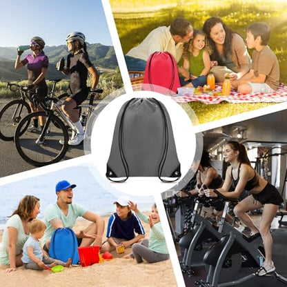 Grneric Drawstring Backpack Bulk 70Pcs String Backpack Drawstring Bags Cinch Bag Sackpack for Men Women Gym(Grey) - color: Grey