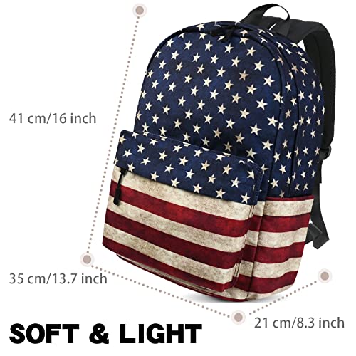 Travel Backpack for Men and Women,Classic Mini Backpack,Hiking, Lightweight Casual College Bookbag Daily Bag Daypack for Travel,Work,Gym (Flag) - color: Stars Stripes