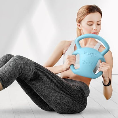 Yes4All Kettlebell, Strength Training Kettlebells for Women, Wide Multi-grip Textured Handle for Home Gym Exercises & Full Body Workout, Single 5–25 lb & Set of 10-15 lb - color: E. 25LB - Blue, style: A. Single