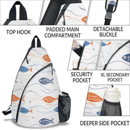 Pickleball Bag for Women Men Adjustable Crossbody Sling Backpack Hold Pickleball Paddle Water Bottle - color: Multicolor 8