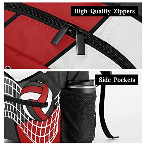 Customized Volleyball White Red Black Waterproof Backpack with Name for Hiking Camping Picnic - color: Backpack 18