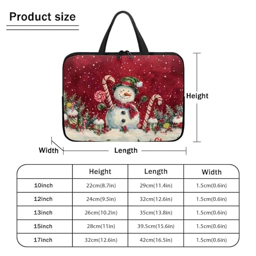 Christmas Red Snowman 10 Inch Laptop Sleeve Cover Computer Bag Tablet Carrying Case, Waterproof Tote Bags Notebook Sleeves Handbag for Travel/Business/School, Family & Friends Gift - color: Christmas Red Snowman, size: 10 Inch