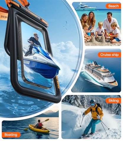 TORRAS IP68 Waterproof Phone Pouch Double Space, Floating Waterproof Phone Case with Lanyard for iPhone 17 Pro Max 16 15 14 S26 S25, Phone Dry Bag Vacation Cruise Ship Travel Essentials 7.0'', Black - color: Black