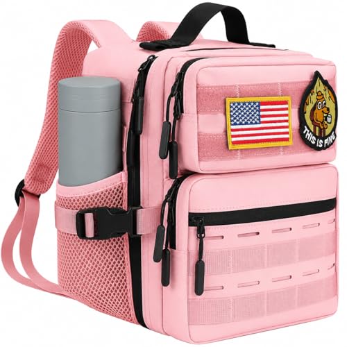 9L Mini Tactical Molle Backpack 9L Small Gym Bag Small Military Assault EDC Backpack for Men Women With Fishing,Hiking,Camping,Traveling,Yoga,Work(Pink) - color: Pink
